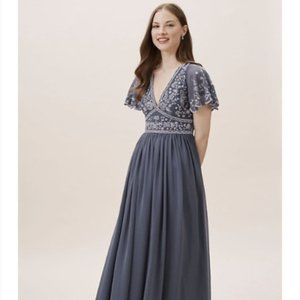 BHLDN Anthropologie Fresna grey formal dress 10